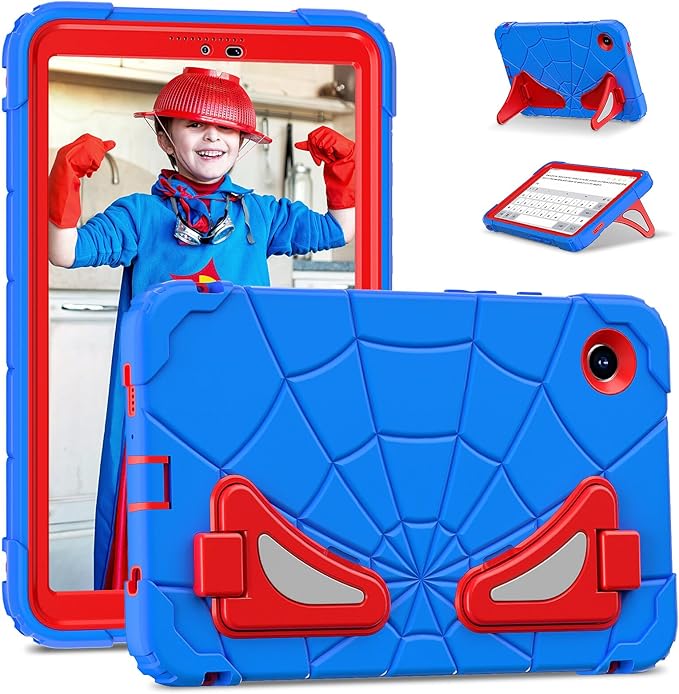 AKABEILA Compatible with Samsung Galaxy Tab A9 8.7 inch(SM-X115N)(2023) Tablet Case，Lightweight Shockproof Rugged Protective Cover with Kickstand for Kids Children Boys Babies Blue Red