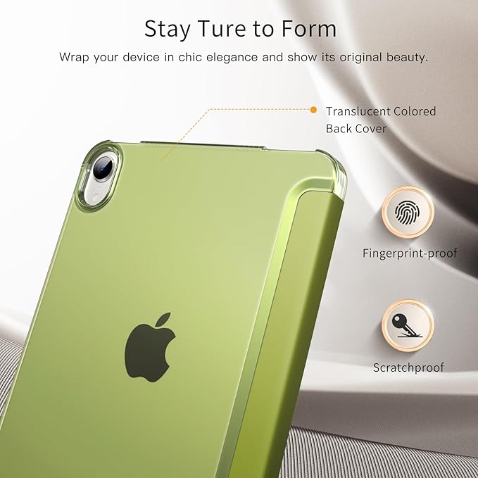 MoKo for iPad mini 7 (A17 Pro) Generation Case 2024, iPad mini 6 Case 2021, 8.3-inch Slim Lightweight Protective Hard Back PC Shell Stand Cover Support Touch ID, Auto Wake/Sleep, Wild Fern Green