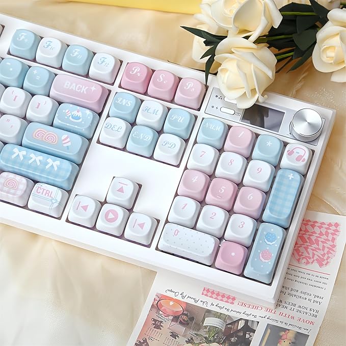 GMK104 Mechanical Keyboard Kit with Screen&Knob,VIA Programmable Hot Swap Gasket Mounted PCB Custom RGB Barebones Keyboard Wireless BT5.0/2.4GHz/USB-C Wired Full Size Gaming DIY Kit (White)