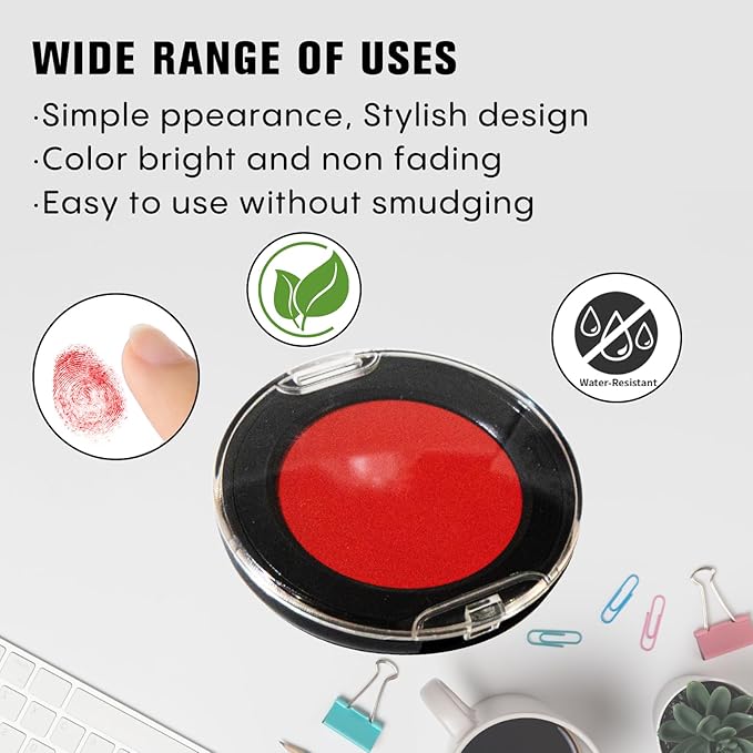 Fingerprint Ink Pad 3 Pcs, Quick-Drying & Portable, for Office Notary Supplies, Identification Security ID & Law Enforcement Fingerprint Cards Stamp Pad (Red