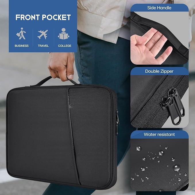 13 inch Laptop Sleeve Case for 2026 2025-2022 MacBook Air 13.6 inch M5 M4 M3 M2 Chip, MacBook Neo 13 inch Laptop Water-Resistant Shockproof Handle Bag Cover w/Accessory Pocket -Black