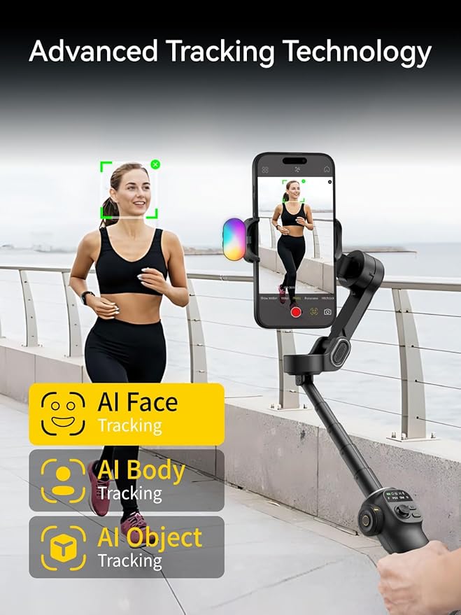 AOCHUAN 3-Axis Gimbal Stabilizer for Smartphone Smart X2 Black Kit & T20 Complete Tripod