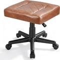 VECELO Under Desk Footrest, PU Ergonomic Foot Rest with Wheels, Comfort Padding, Height Adjustable for Relieving Leg Pain, Stiffness, and etc, Brown