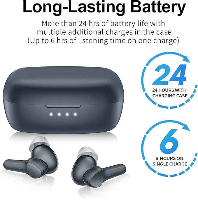 Wireless Earbuds,Immersive Sound Premium Deep Bass Hi-Fi Stereo Headset IPX8 Waterproof Bluetooth 5.3 with 4 Mics Call Noise Cancelling Wearable Technology Rings Earphones for iOS,Android,Workout