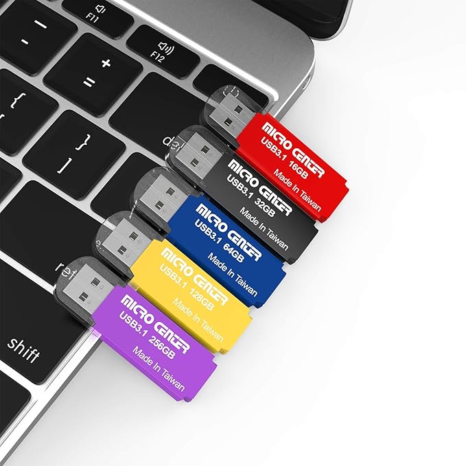 Micro Center Pro 2 Pack 64GB USB 3.1 Gen1 Flash Drive Faster USB Stick External Data Storage Thumb Drive (64GB 2-Pack, Blue)