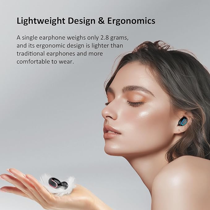 Wireless Bluetooth Earbuds,Ear Buds with HiFi Stereo Sound,Superlight-Weight Headphone 36H Long Playtime,Noise Cancelling Wireless Earphone,Bluetooth 5.4,IPX7 Waterproof,Red