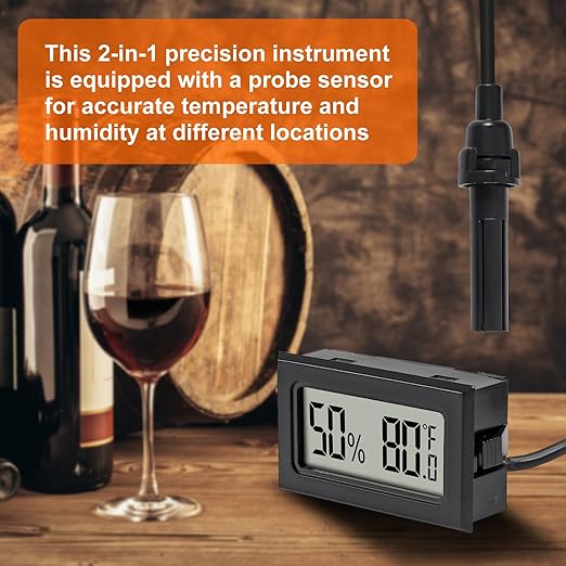 10Pcs Mini Digital Thermometer Hygrometer Gauge Indoor with Probe Sensor LCD Display Meter Temperature Humidity Fahrenheit or Celsius Meter for Incubator Plant Tank Garden -℉