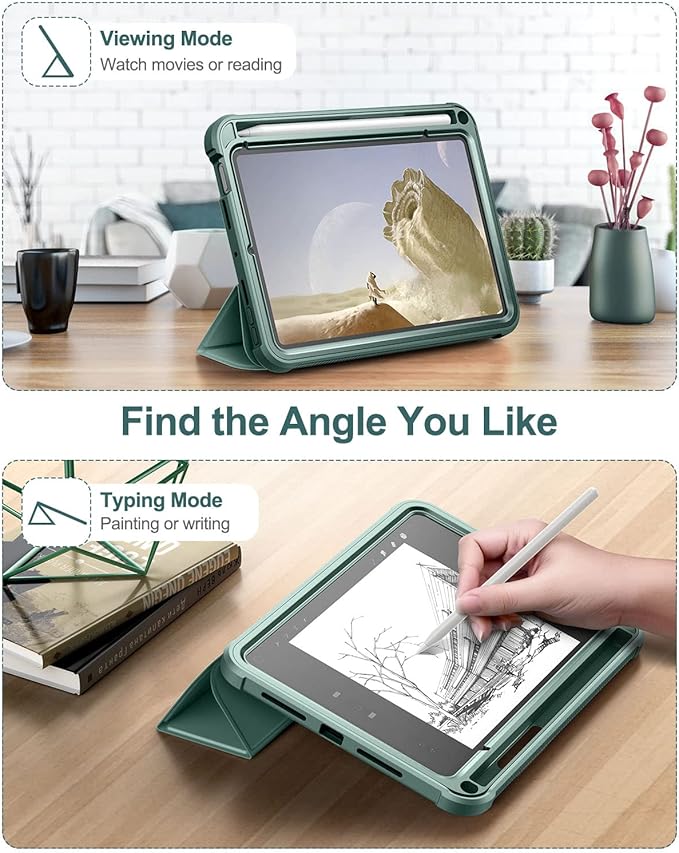 Case for iPad mini 7 (A17 Pro) 2024 & iPad mini 6 2021 Case, [Built-in Screen Protector][Auto Sleep/Wake][Pencil Holder] iPad mini 6th Generation 8.3-inch Soft Leather Flip Cover with Stand, Green