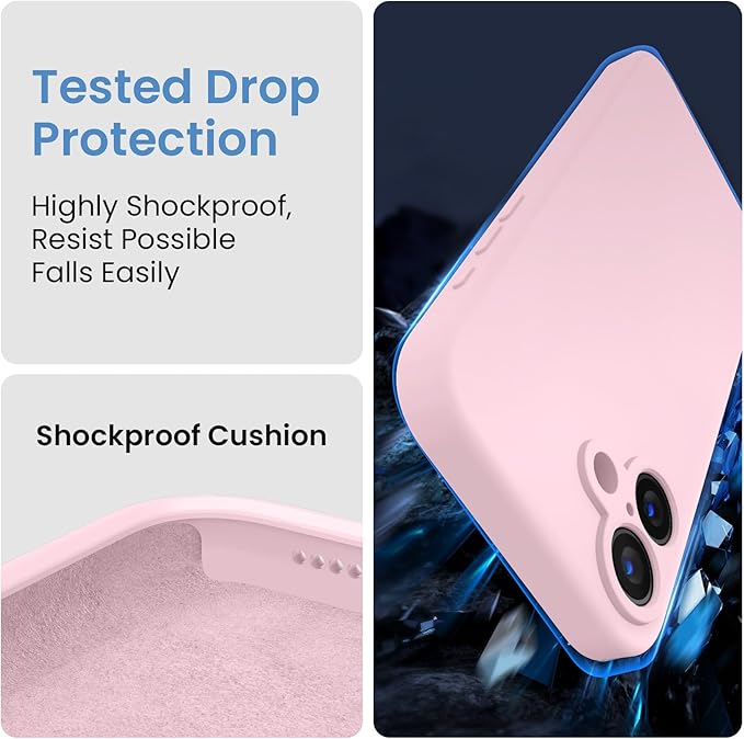 FireNova Designed for iPhone 16 Case, Silicone Upgraded [Camera Protection] Phone Case, Soft Anti-Scratch Microfiber Lining Inside, 6.1 inch, Chalk Pink
