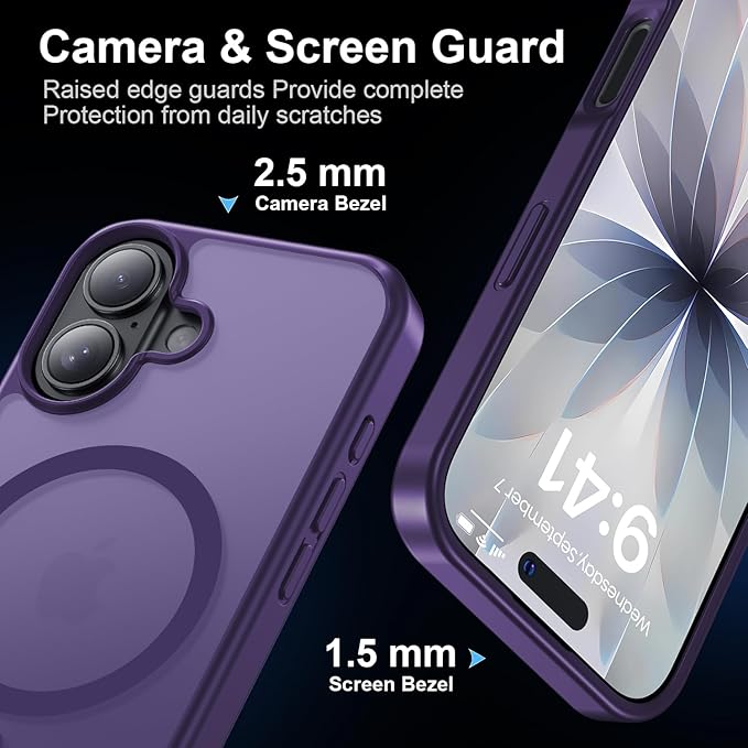 Strong Magnetic for iPhone 17 case [10Ft Military-Grade Protection] Compatible with fit MagSafe Shockproof Slim Thin Cover case for iPhone 17 6.3 inch, Deep Purple