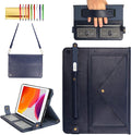 Lightweight Folio Stand Crossbody Wallet Case for iPad Mini 7.9" Series, iPad Mini 4/5 - Soft Protective Cover with Pencil Holder, Hand & Shoulder Straps, Navy