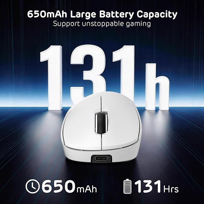 RK ROYAL KLUDGE MG5 8K Wireless Gaming Mouse, 42K DPI PAW3950 Sensor, 56g Lightweight Ergonomic Mouse, Dual 8000Hz Polling Rate, Tri-Mode 2.4G/BT/USB-C, Programmable Web Drive for PC Win/Mac