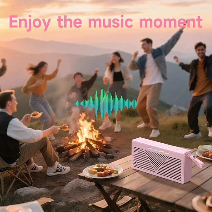 HOTTABLET Bluetooth Speaker Wireless Portable IPX5 Waterproof for Home Party Outdoor Beach, Pink