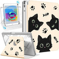 Uppuppy for iPad 9th/8th/7th Generation Case for iPad Air 3rd/ Pro 10.5” Case - 360 Rotating Stand Folio Smart Cover with Pencil Holder for Women Girl, Black Cats for Apple Tablet 7/8/9 Gen 10.2 inch