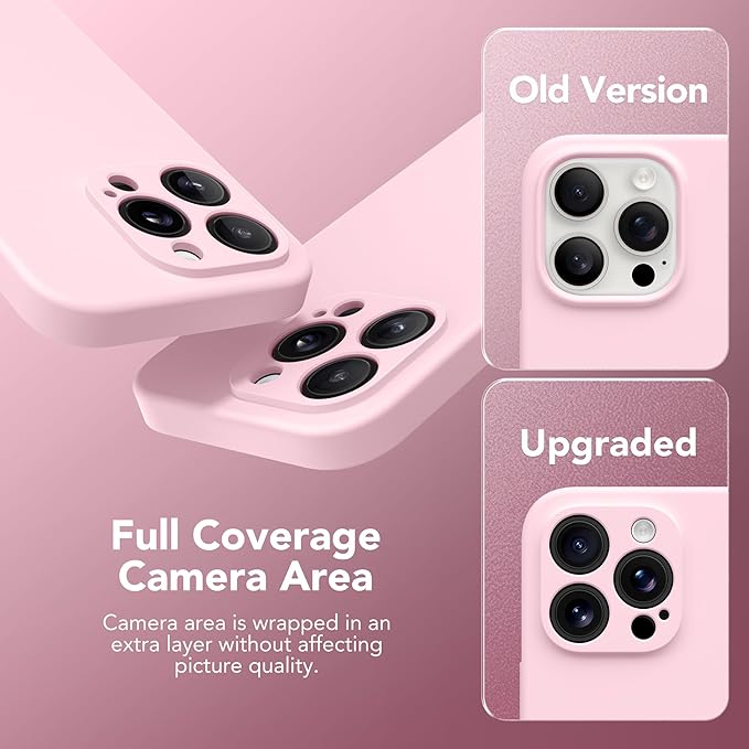 Magnetic for iPhone 15 Pro Max Case, Compatible with MagSafe, [Full Camera Protection][Screen Protector] Silicone Shockproof Protective Phone Case for iPhone 15 Pro Max 6.7", Chalk Pink
