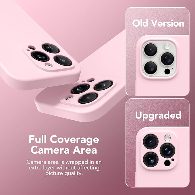 Magnetic for iPhone 14 Pro Case, Compatible with MagSafe, [Full Camera Protection][Screen Protector] Silicone Shockproof Protective Phone Case for iPhone 14 Pro 6.1", Chalk Pink