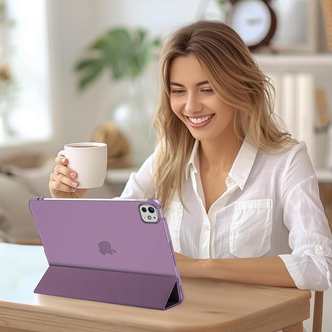 ProCase Smart Case for iPad Pro 11 Inch M5 2025/M4 2024 (Model: A3357/A3358/A3359/A2836/A2837/A3006), Slim Folio Stand Hard Back Shell Protective Tablet Cover for iPad Pro 11" 6th/5th Gen -Darkpurple