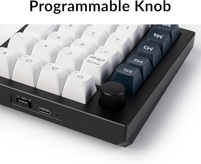 Keychron Q0 Max Wireless Custom Mechanical Numpad, 2.4 GHz/Bluetooth 5.1/Wired QMK Number Pad, RGB Hot-Swappable with Gateron Brown Switch for Laptop Mac Windows Linux - Black