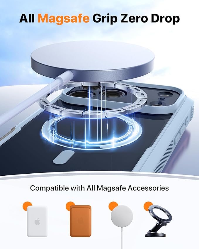 Diaclara Magnetic Designed for iPhone 17 Pro Max Case Full Body Bumper,[Compatible with MagSafe] Military Drop Proof Cover with Built-in Touch Sensitive Anti-Scratch Screen Protector, Blue
