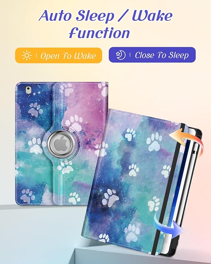 Kidcube for iPad Air 3rd Generation Case/Pro 10.5 Inch Case - Women Girls Cute Rotating Stand Folio Cover with Pencil Holder & Card Slot Kawaii Cool Cartoon Dogs Cover for iPad Pro 10.5''/Air 3rd