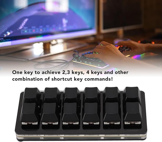 VBESTLIFE 12 Key Mechanical Gaming Keyboard, One Handed Keypad, USB C Wired OSU Keypad, Programmable Hot Swappable Keyboard for Linux, for OS X, for (Black)
