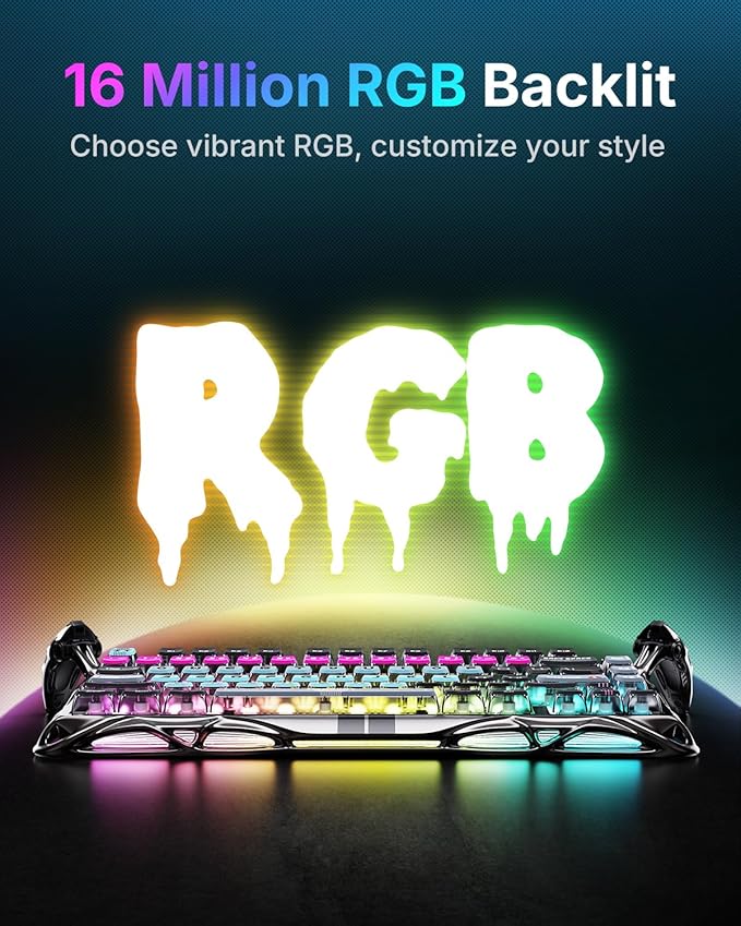 GravaStar Mercury V75 Pro HE Keyboard – 75% Layout Gaming Keyboard, Hall‑Effect Magnetic Switches, Only Wired, Hot‑Swappable, 8000 Hz Polling, Dual‑Zone RGB, Semi‑Aluminum Frame with Cyberpunk