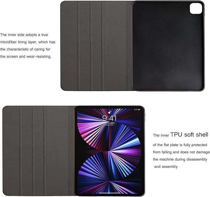 for Ipad Pro 12.9 inch Case 1st/2nd Gen 2015/2017 Old Model Genuine Leather Cover Protective Shell,Auto Wake/Sleep.Black