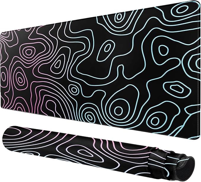 Rcege Large Mouse Pad for Desk - Gaming Mouse Pad with Stitched Edges, Anti-Slip Base for Keyboard and Mouse(Dazzle Black, 31.5L x 15.8W inches)