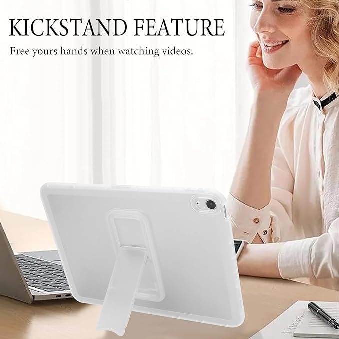 Slim Case for iPad Air 11-inch M4/M3/M2 (2026/2025/2024), Built-in Kickstand Non-Slip Shockproof Rugged Protective for Women Men, Clear