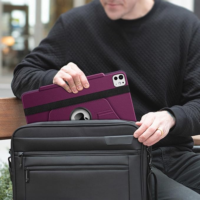 Fintie Rotating Case for iPad Pro 13-inch (M5) 2025 / (M4) 2024 with Pencil Holder - 360 Degree Swiveling Protective Stand Cover with Auto Wake/Sleep, Purple