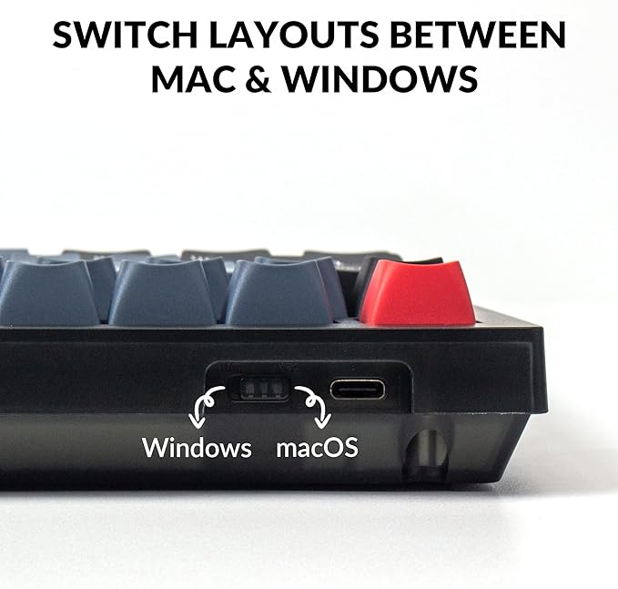Keychron V1 Wired Custom Mechanical Keyboard, 75% Layout QMK/VIA Programmable Macro with Hot-swappable Keychron K Pro Red Switch Compatible with Mac Windows Linux (Frosted Black - Translucent)