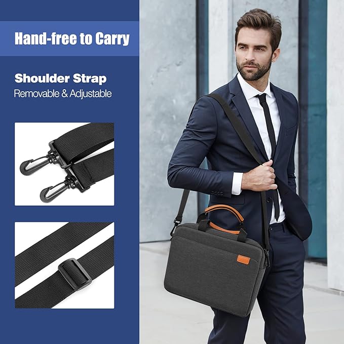 MoKo 13 Inch Tablet Sleeve Case Fits 13 Inch New iPad Pro M5 & Air M4 2026,iPad Pro 12.9 M2&M1,Surface Laptop Go 12.4,Galaxy Tab S8+/S9+ 12.4,Multi-Functional Pockets with Shoulder Strap,Black&Gray