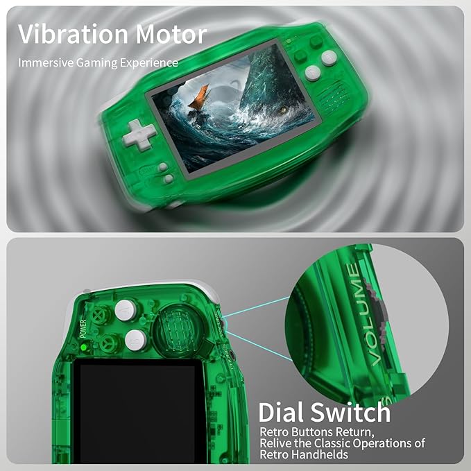 RG34XX Handheld Game Console 18K+ Preloaded Retro Games 35 Emulators 3.4” IPS Display 4K TV Output Classic Video Game Console Portable Gaming System with Fancy Case & Accessories (Green-64GB)
