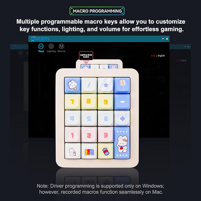 Adventurers K812 Wired Mechanical Numeric Keypad, 19-Key Hot-Swappable RGB Numpad, Macro Programmable, Detachable Type-C Cable, Game/Office Mode Switch – for PC/Laptop/Desktop (Cream White)