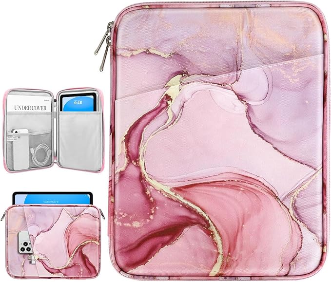 Dadanism 9-11 Inch Tablet Sleeve Bag Carrying Case for iPad 9/8/7th Gen 10.2, iPad Air 11" 2024, iPad Pro 11 M4 M2 2024, iPad Air 5/4 10.9, iPad 10th Gen 10.9, Galaxy Tab A9+/S9 FE/A8, Cloudy Pink