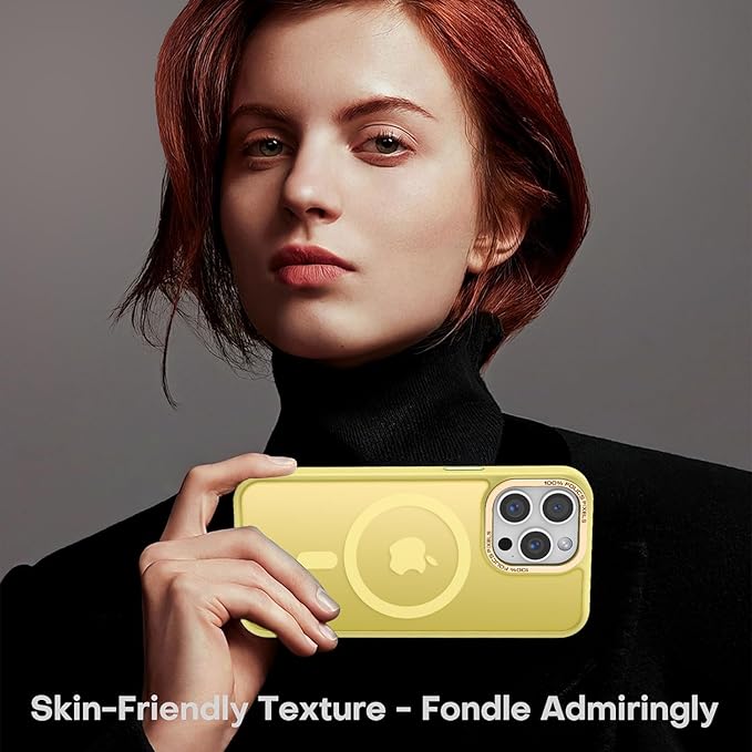Newfuture Magnetic for iPhone 15 Pro Case [Compatible with Magsafe] [Military Grade Drop Protection] Translucent Matte Anti-Fingerprint Shockproof Phone Case for iPhone 15 Pro 6.1 inch, Yellow
