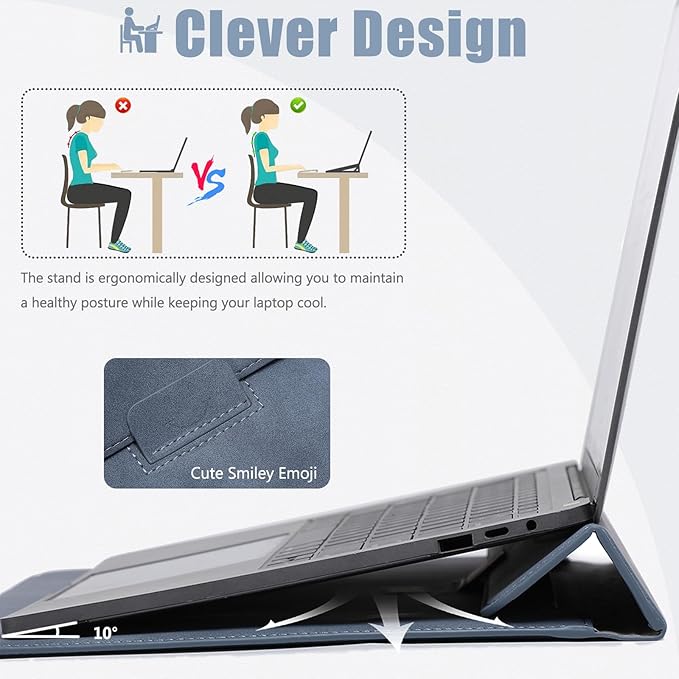 HYZUO 15-16 Inch Laptop Case Bag Sleeve with Stand Feature for MacBook Pro 16 M5/M4/M3/M2/M1 Pro/Max 2026-2019, XPS 15, MacBook Pro 15 2015-2012, Samsung Galaxy Book Flex 15, Haze Blue