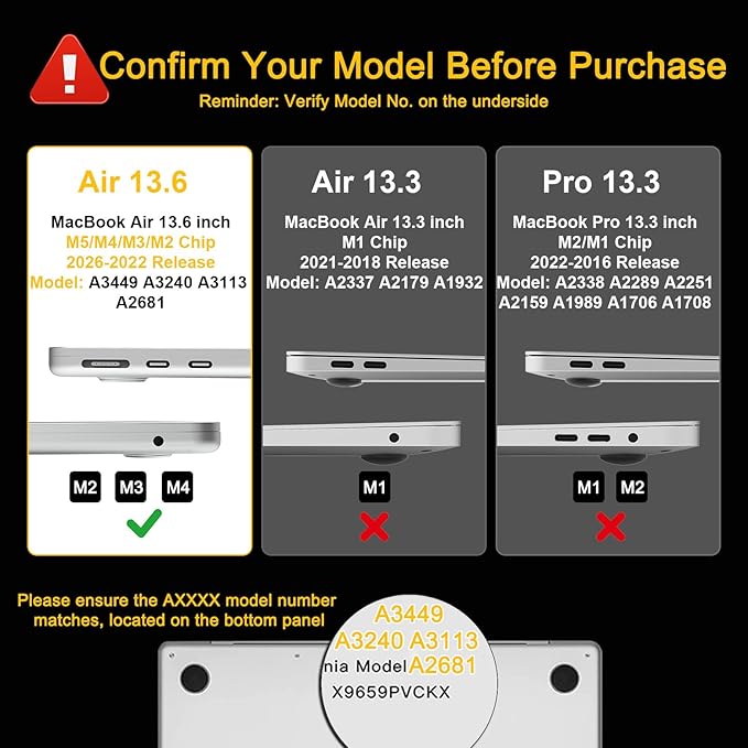 B BELK Compatible with MacBook Air 13 inch Case M5 2026 2025 2024-2022 M4 M3 M2 A3449 A3240 A3113 A2681, Plastic Hard Shell+Keyboard Cover+Screen Protector for MacBook Air 13.6 inch Case,Golden Garden