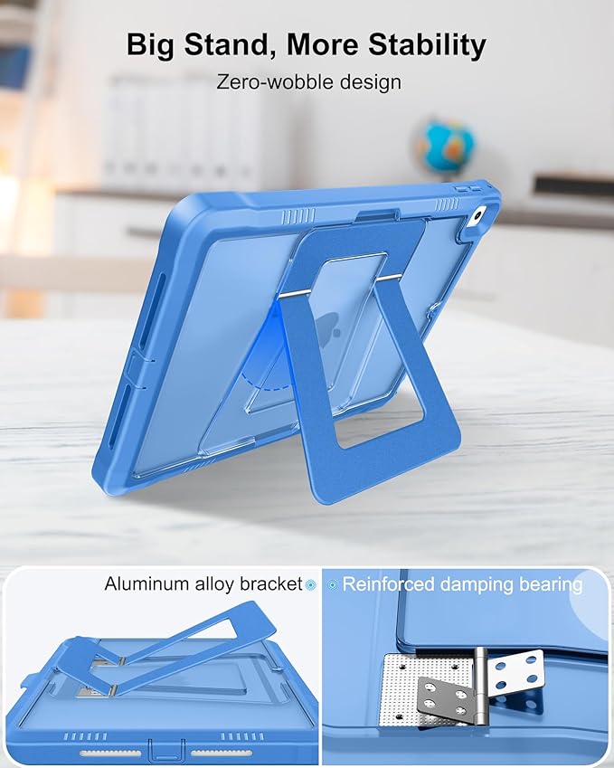 DTTO Case for iPad 6th/5th Generation 9.7 Inch 2018/2017, Adjust Kickstand Freely, Built-in Screen Protector, Frosted Full-Body Shockproof Protective Cover for iPad Air 2 / Pro 9.7, Sky Blue