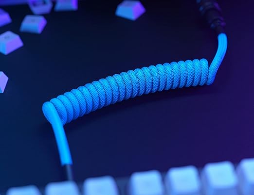 GLORIOUS Coiled Keyboard Cable – Coiled USB C Cable Artisan Braided Cables for Mechanical Gaming Keyboard Coiled Cable - Custom Keyboard Cable (Pixel Pink)