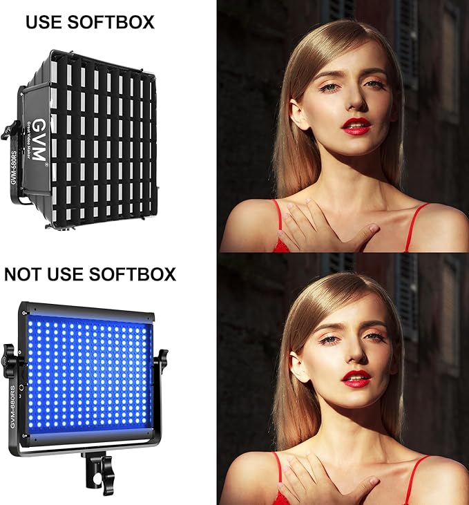 GVM RGB Photography Lighting Kits with 2 Softboxes, 680RS 50W Studio Lights with Bluetooth Control, 2 Packs Video Light with 18 Lighting Scenes, led Panel Lights for Video Recording, 8500lux/0.5m