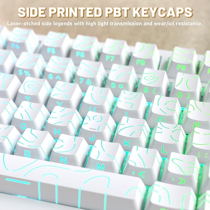 Attack Shark X820Ultra Wireless 75% Mechanical Gaming Keyboard with Screen & Knob Hot Swap 2.4GHz/BT/Wired RGB Backlit Gasket Mount Side Print PBT Keycap QMK Web Driver Shark Switch-White Contour