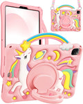 Boaretiu for iPad Air 11 inch Case(Air M4 2026, 8th Gen/M3 2025/M2)/Air 5th/4th Gen 10.9", for iPad Pro 11" Case(4th/3rd/2nd/1st Gen) - Cute Unicorn Cartoon Silicone with Strap & Stand for Kids Girls