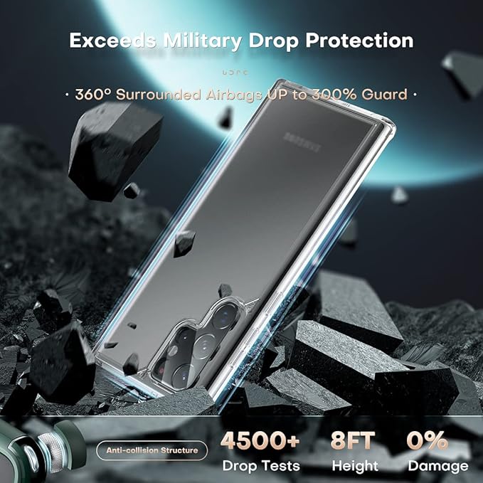 TOCOL for Samsung Galaxy S22 Ultra Case, Translucent Matte Hard Back [Military Grade Shockproof] [Anti-Scratch & Anti-Fingerprint] Slim Fit Protective Cover for Galaxy S22 Ultra Case 6.8'', Clear