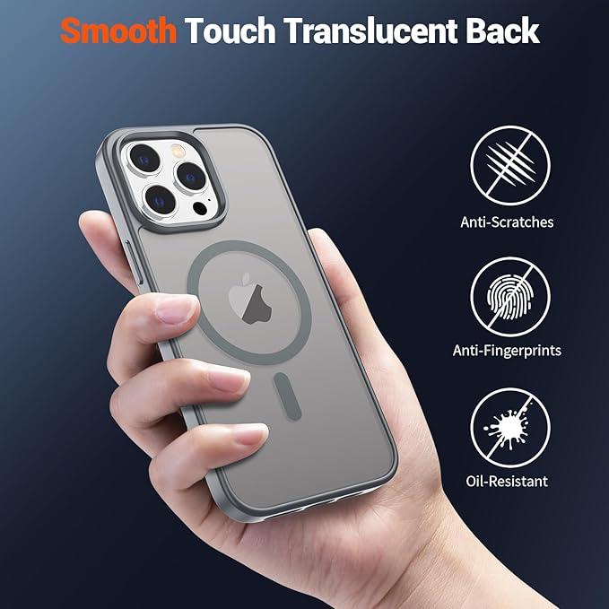 SUPFINE Magnetic for iPhone 12 Pro Max Case (Compatible with MagSafe) (Military Grade Drop Protection) Slim Translucent Matte Shockproof with Anti-Fingerprint Phone Case,Gray