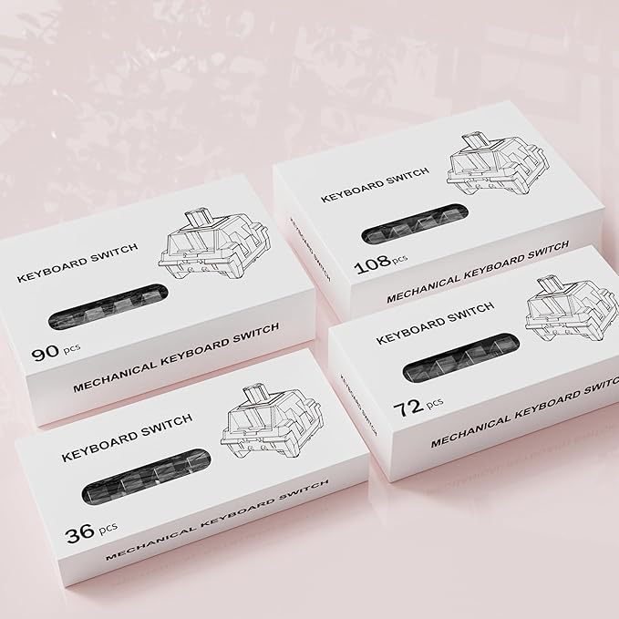 Zhouwang Burgundy Switch Mechanical Keyboard Replacement,3 Pin Linear/Accurate Typing/Dustproof/RGB Transparent Gaming Keyboard Switches(36Pcs)
