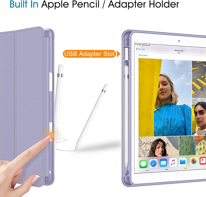Fintie SlimShell Case for iPad Air 3rd Gen 10.5" 2019 / iPad Pro 10.5 Inch 2017 with Built-in Pencil Holder - Lightweight Smart Stand Soft TPU Back Cover, Auto Wake/Sleep (Composition Book Lilac)