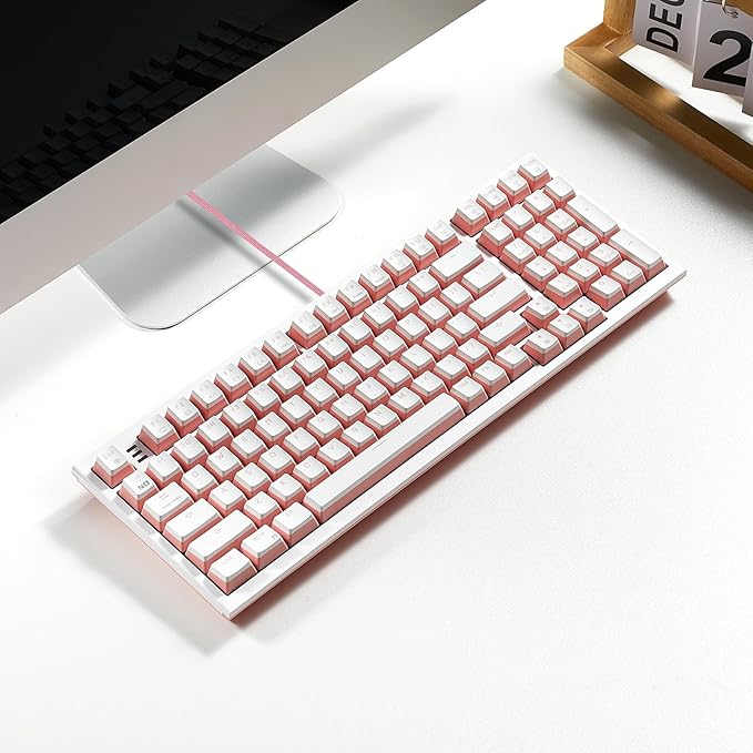Hexgears X4 Wired Mechanical Keyboard with Number Pad, USB-C Hot Swappable Custom Keyboard, Pre-lubed Clicky Switches, White LED Backlit Computer Gaming Keyboards for PC/Tablet