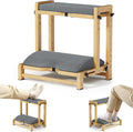 Double Step Foot Rest Under Desk, Adjustable Wooden Desk Foot Rest with 4 Heights, Ergonomic Foot Stool with Cushion for Office, Gaming & Study (Natural Color)