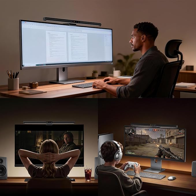 LYMAX Monitor Light Bar, Eye-Care USB Computer Lamp with Wireless Remote, Motion Sensor, Fit for All Monitor, Adjustable Color Temperature/Brightness, No Screen Glare for Home Office Gaming Desk Lamp